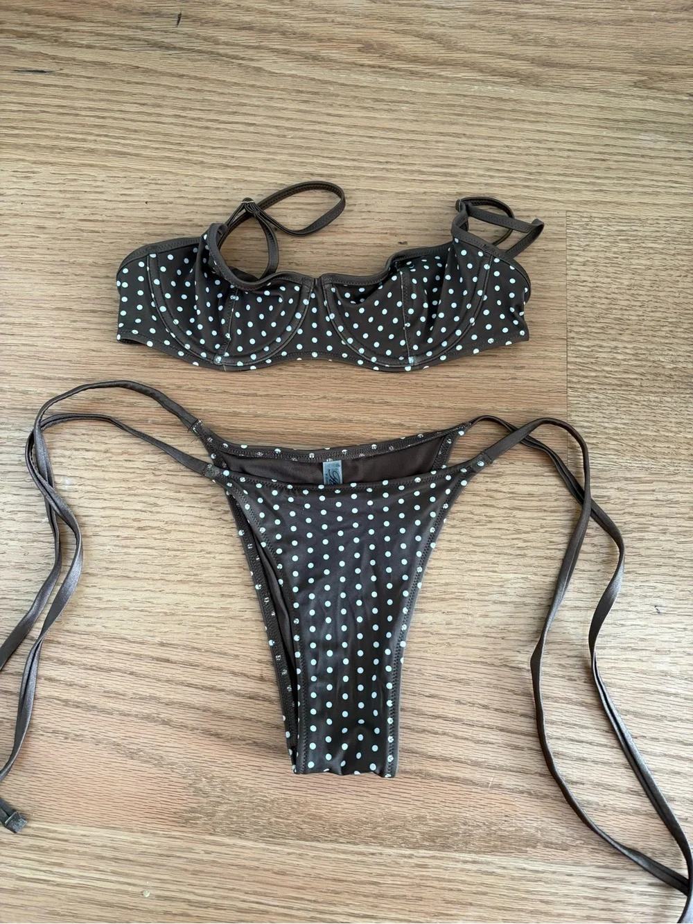 Frankie's Bikinis Brown Polka Dot Tie-Side Bikini